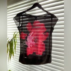 Dynamite sheer t-shirt blouse with flower print